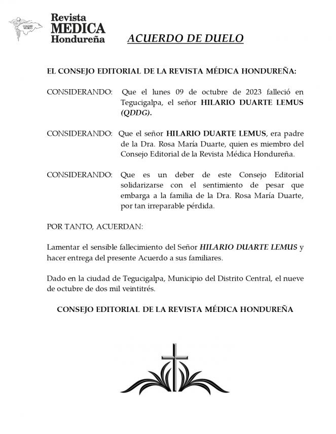 Acuerdo de duelo Sr2. Duarte Lemus